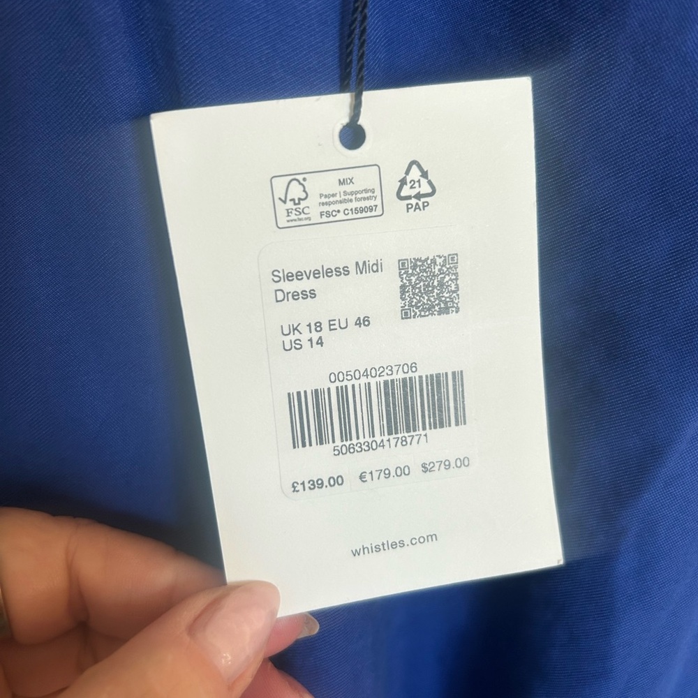 Whistles Blue Ruched Drawstring Sundress - Picture 8 of 9